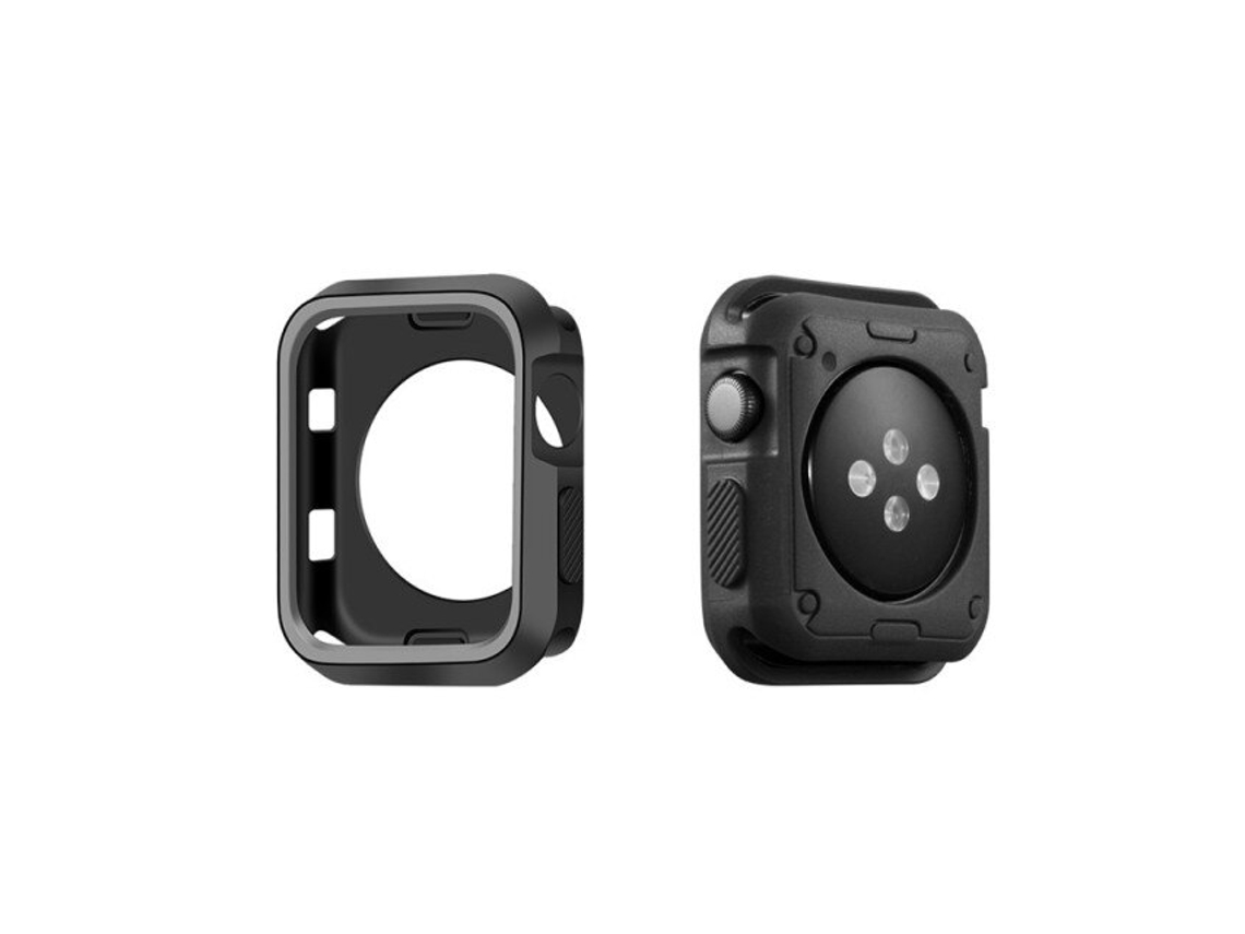 Capa protetora resistente Gift4me para Apple Watch SE 3 44 mm, preta e cinza