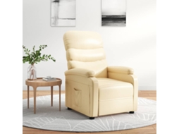 Vidaxl Poltrona Reclinável Couro Artificial Cor Creme