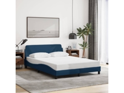 Estrutura Cama C/ Cabeceira Sem Colchão 140x200 Cm Tecido Azul