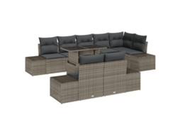 Conjunto 9 Conjunto De Sofá De Jardim Vidaxl Cinzento Vime Pe (319 X 154 X 85 Cm)