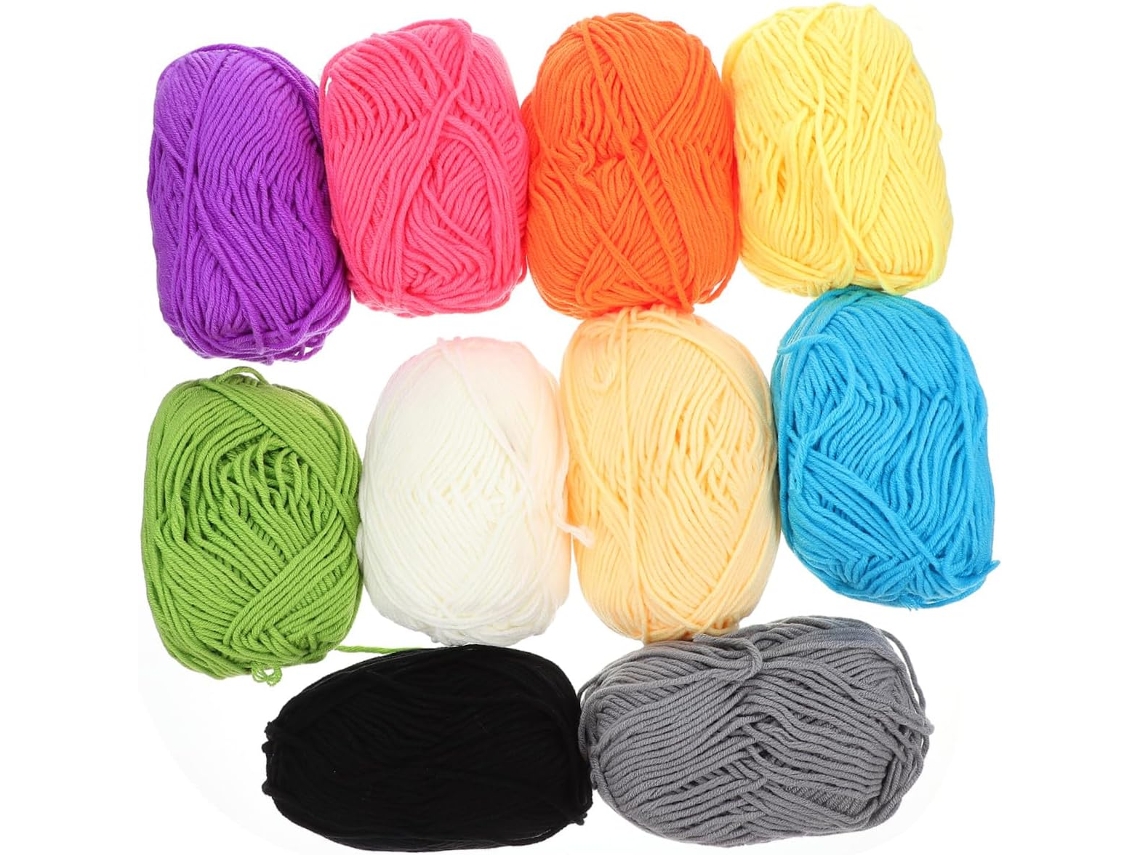 Fio De Algodão, 10 Novelos, Multicolorido Para Cachecóis E Gorros