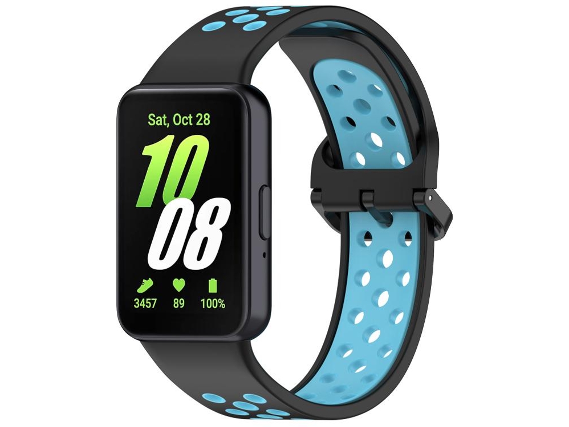 Bracelete para Samsung Galaxy Fit 3 XIAOMOYU em silicone respirável bicolor preto e azul