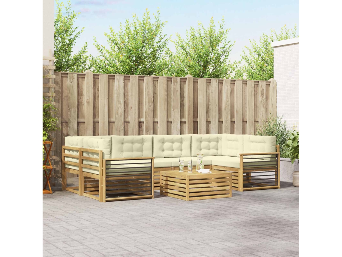 Vidaxl Conjunto De Sofás Para Exterior 7 Unid. Branco E Creme