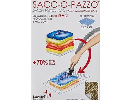 Saco de Armazenamento Kanguru Sacco Pazzo Vácuo Armazenamento Vestiário Aspirador LAVATELLI Multicor (60 cm)
