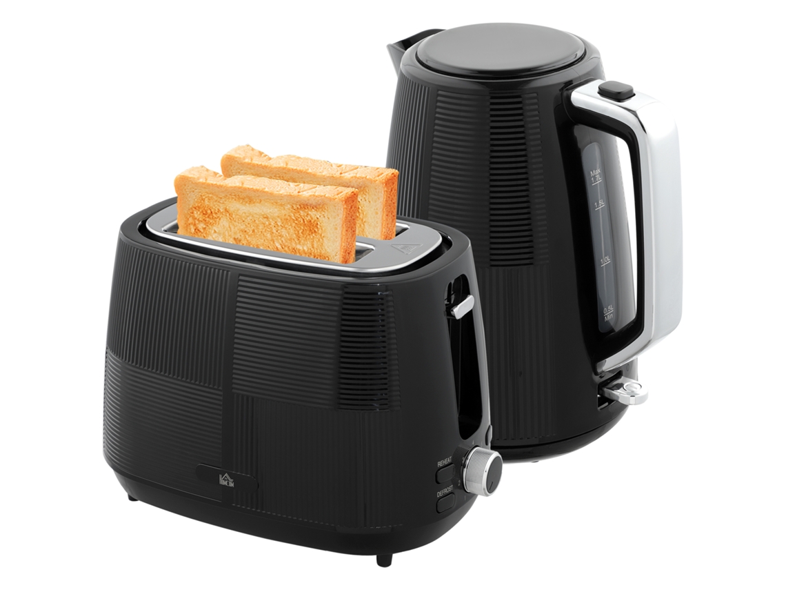 Conjunto de Chaleira e Torradeira, 1,7 L, Diversas Funções, Aço Inoxidável, Preto ZENCORE SERVICES
