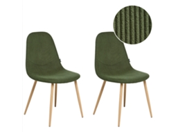 Conjunto De 2 Cadeiras Com Estofos Em Bombazine Beliani Hilden De Bombazine Verde 43x52x84