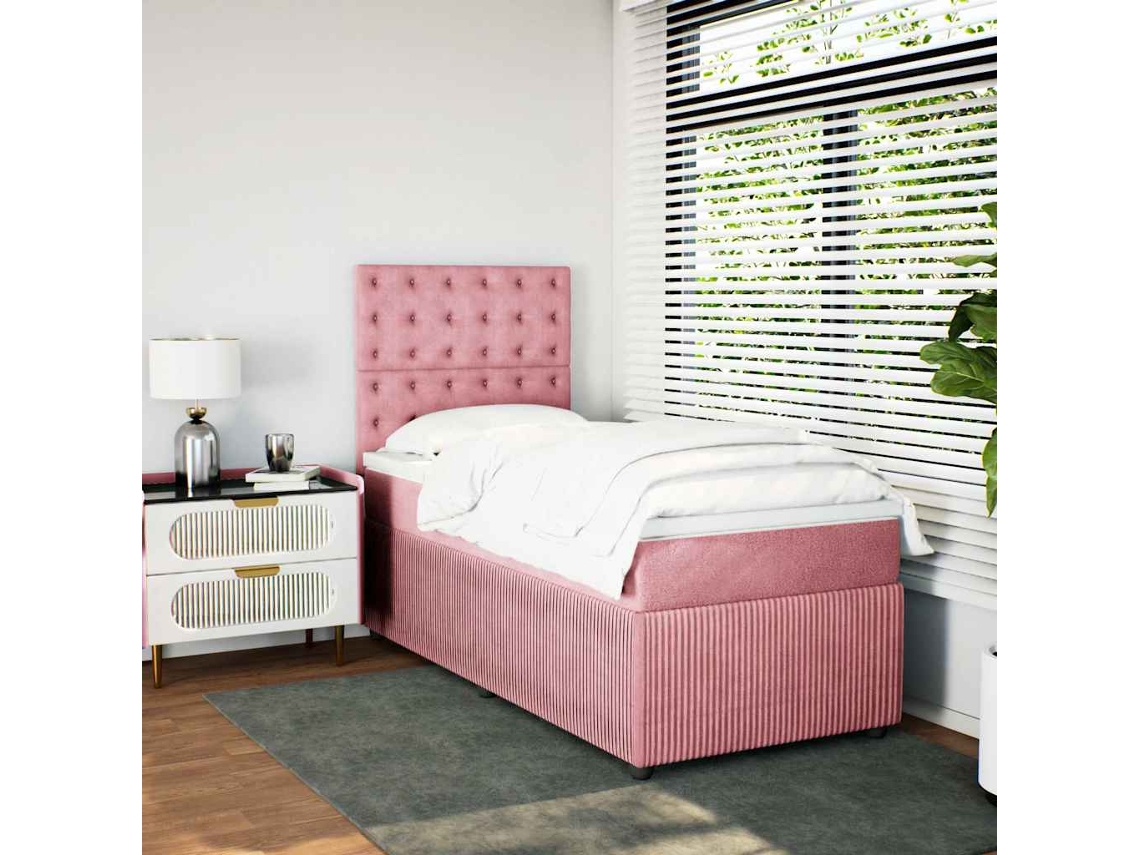 Vidaxl Cama Com Molas/colchão 80x200 Cm Veludo Rosa