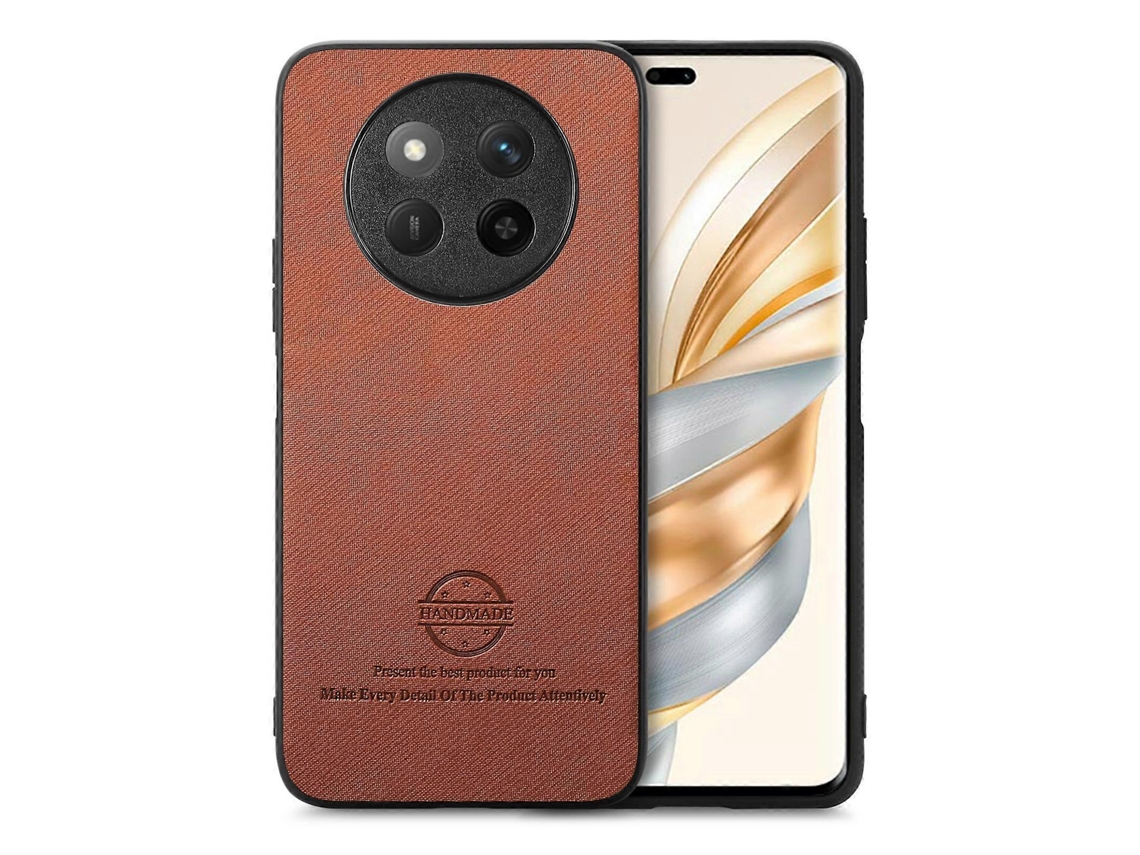 Capa Traseira Para Celular Honor X60 Em Couro Sintético Sarjado.
