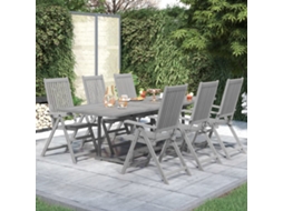 Conjunto de 7 Peças de Jantar Para Jardim Madeira De Acácia Maciça Dkd Home Decor