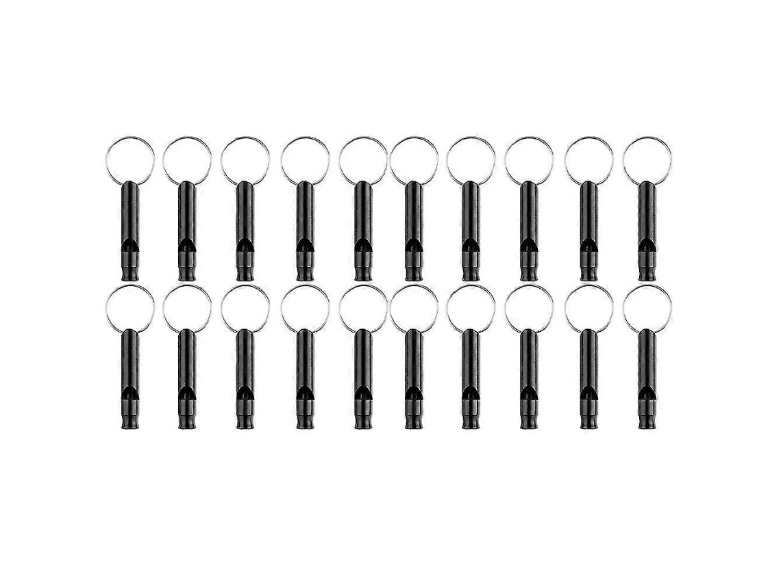 Apito De Árbitro Lurelia Pack 20 Peças Em Liga De Alumínio Com Porta-chaves 120 Db Preto Para Treino Desportivo E Emergência