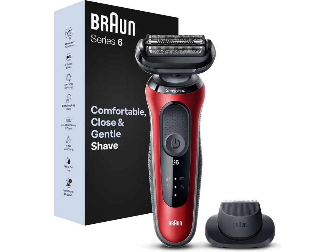 Máquina de Barbear BRAUN SHAVER S6 61-R1200 S Vermelho
