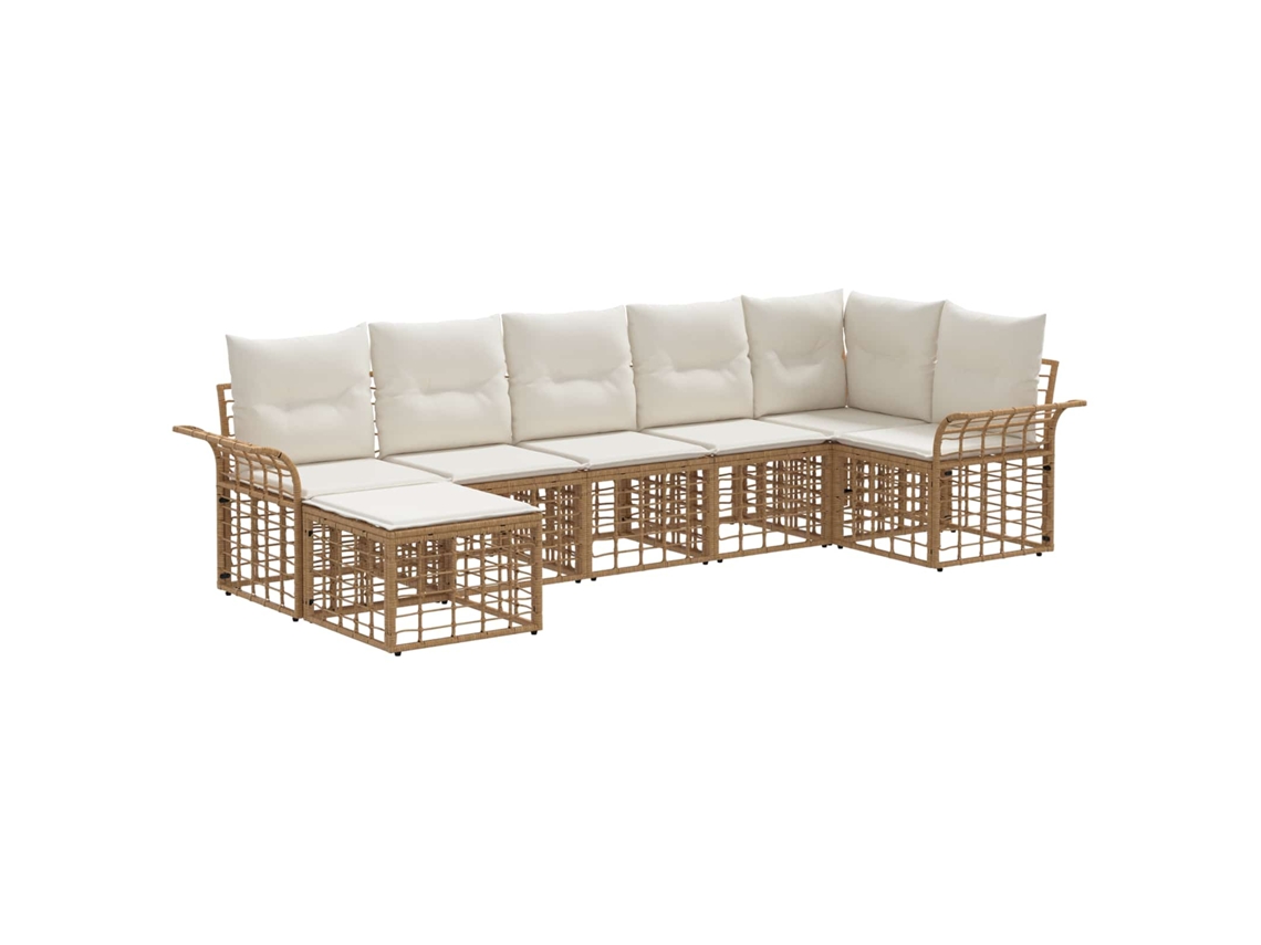 Maison Exclusive - Conjunto De Sofás Para Exterior 7 Unid. Natural E Branco Creme