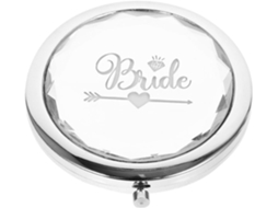 Espelho de maquiagem compacto para casamento, em acrílico estampado, resistente e elegante.