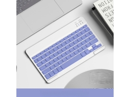 Teclado HEXINYIGJLY Bluetooth 7 Cores, Ultra Fino, Recarregável, Universal para iPad/tablet/telefone, Roxo claro
