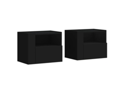 Wall-mounted Bedside Cabinet, Wall-mounted Bedside Cabinets Vidaxl Preto Madeira Processada (n/a)