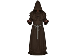 2026 abito da Monaco com Capuz para Homem Medieval Sacerdote Cosplay Halloween Carnaval M Café