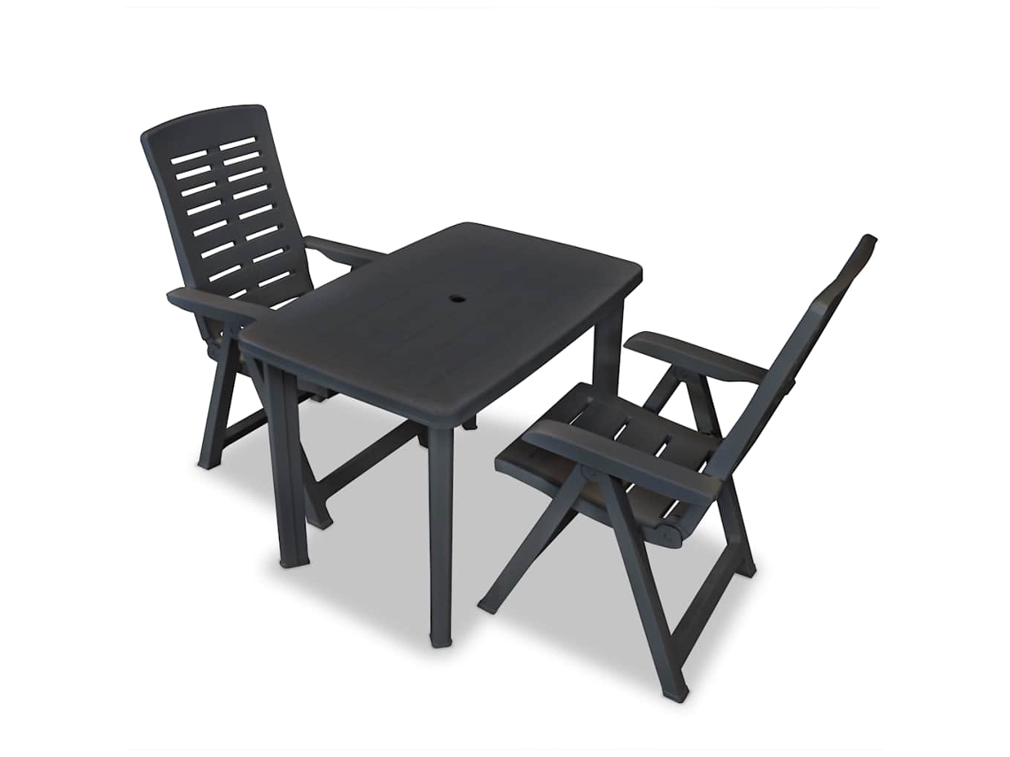 Vidaxl Conjunto Bistrô 3 Pcs Plástico Antracite
