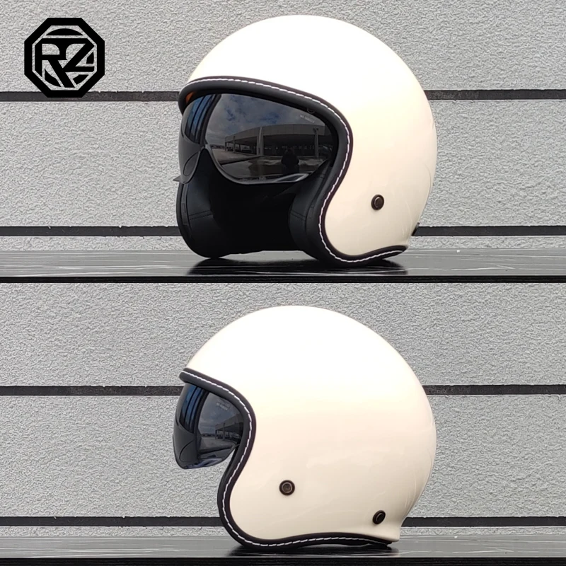 (g) Capacete De Motocicleta, Modelo Retrô 3/4 Com Viseira Integrada.