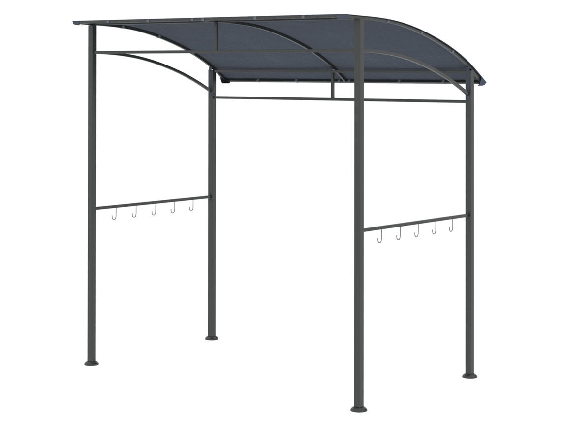 Quiosque para Churrasco com Ganchos, Estrutura de Aço, 215x150x174/220 cm Cinza SINI TECH STORE