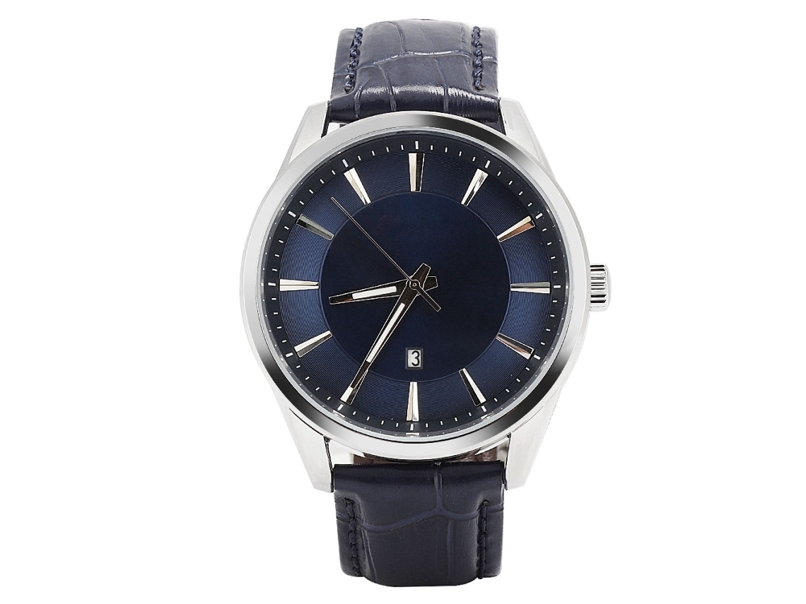 Relógio masculino de quartzo com pulseira de couro PU, moderno, à prova d'água, mostrador casual com escala.