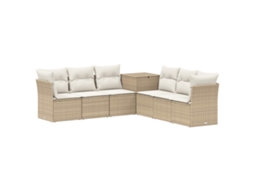 Vidaxl Conjunto De Sofás 7 Pcs Bege E Branco Creme