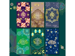 Pack de 6 Sacos Ang Pow Verdes com Estilos Variados para Malásia e Singapura LAXISCREED