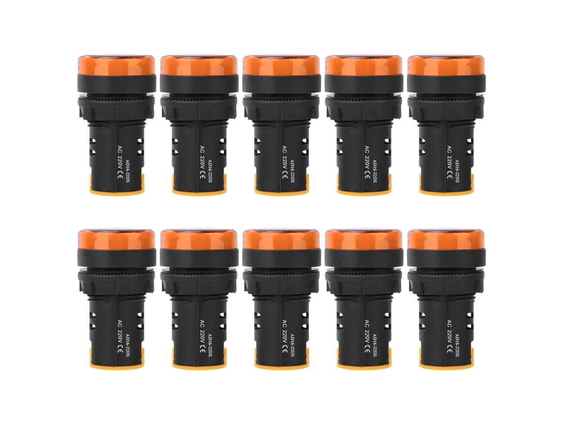 Luz Indicadora De Energia Led Ad16-22d/s 22mm Com Capa Retardante A Chamas 10pcs