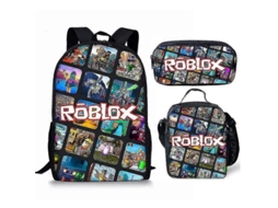 Conjunto De Três Peças Mochila Roblox 3d Para Estudantes, Lancheira, Estojo E Mochila. Aquaforge