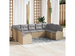 Vidaxl Conjunto De Sofás 9 Pcs Bege Rattan De Polipropileno