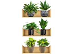 Conjunto 3 Adesivos Parede Verdes 20x30 Decoração Estar Quarto Reposicionáveis Plantas Vasos Papel Decorativo GOKOCO