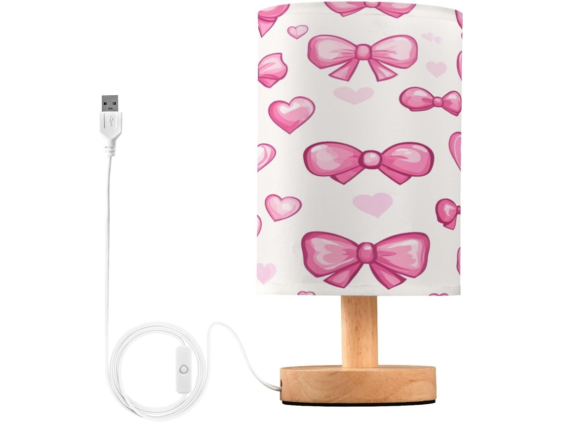 Luminária De Cabeceira Led Pequena Skyshu Com Base Madeira Antiderrapante E Cúpula Que Não Agride Os Olhos, Ideal Para