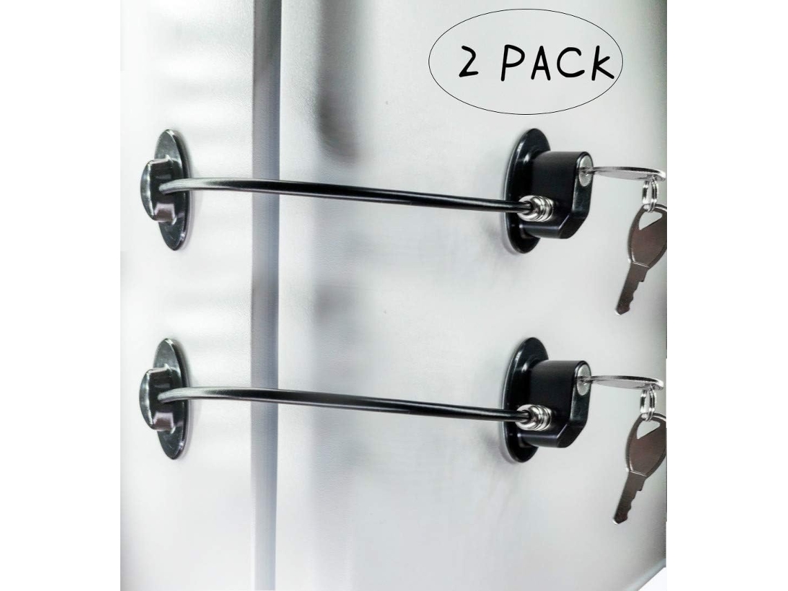 Pacote Com 2 Fechaduras Pretas Para Porta De Geladeira E Freezer, Fechadura Para Gaveta De Arquivo Com 4 Chaves Aquaforge