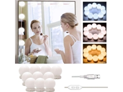Kit de Luzes de Maquilhagem Led Hollywood 10 Lâmpadas Usb Controlo de Brilho e Modos NEVEANCE