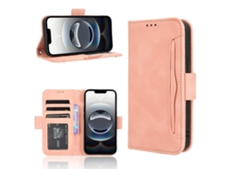 Capa De Couro Genuíno Retro Para Iphone 16e - Textura De Pele De Bezerro - Compartimento Multifunções Para Cartões