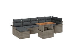 Conjunto 8 Conjunto De Móveis Para Exterior Vidaxl Cinzento Vime Pe (100 X 55 X 73 Cm)