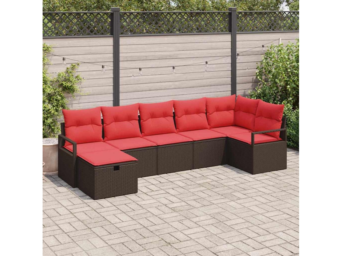 Vidaxl Conjunto De Sofás Com Almofada 4 Pcs Vime Pe