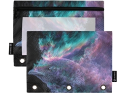 Pasta De Argolas Galaxy Bird Roxa Com Janela Transparente Macia Em Várias Cores, 3 Argolas Com Fecho Guardar