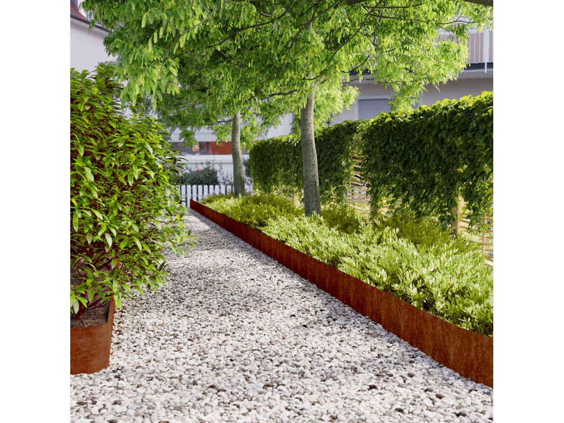 Vidaxl Acabamento Para Gramado 10 Pcs 20 X 103 Cm Aço Corten