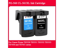 Black-einkshop Compatível Pg560 560xl 561xl Para Canon Pg-560 Cl-561 Xl Cartucho De Tinta Para Canon Pixma Ts5350 Ts7450 Ts5351 Ts5352 Ts535
