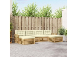 Vidaxl Conjunto De Sofás Para Exterior 6 Unid. Branco E Creme