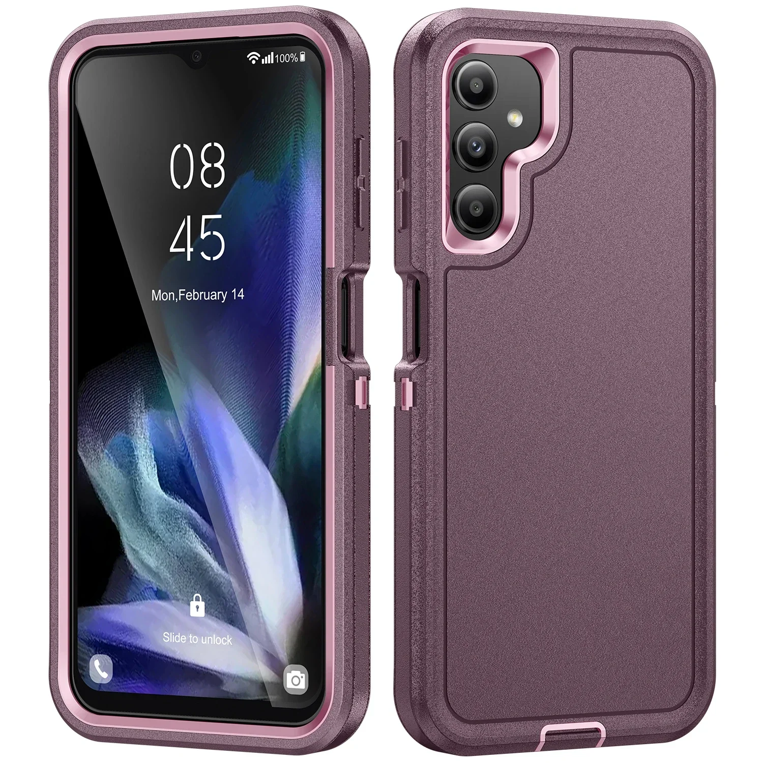 (roxo, Galaxy A54) Capa Protetora 3 Em 1 Com Estrutura Reforçada, À Prova De Choque Em Ptu, Proteção Contra Quedas De Nível Militar.
