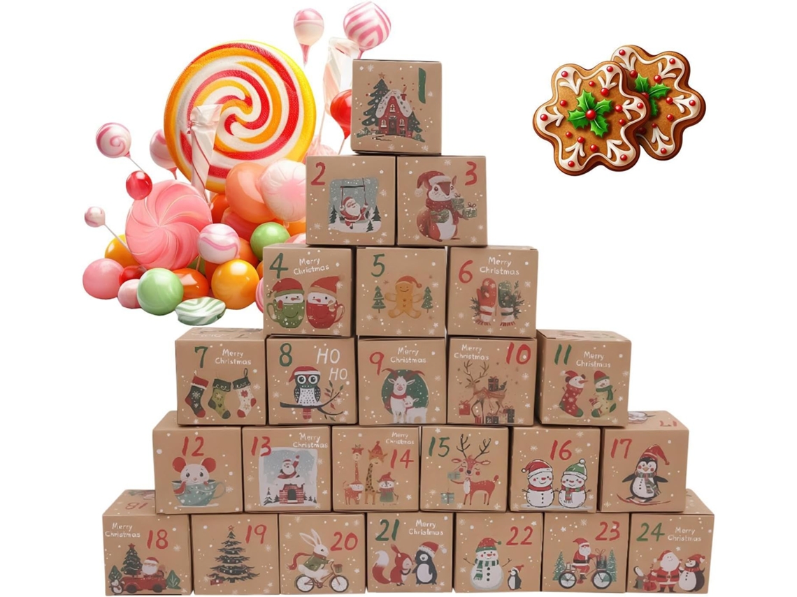 Conjunto De 24 Caixas Vazias Para Calendário Do Advento, Decoração Para Casa.