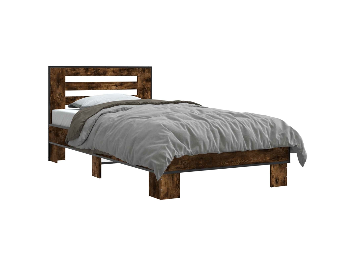 Estrutura de Cama com Cabeceira Carvalho Fumado MAISON EXCLUSIVE (80x200 cm)