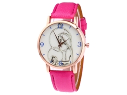 Reloj De Cuero Moda Hombre/mujer Dial Redondo Reloj De Pareja Cuarzo (rosado)