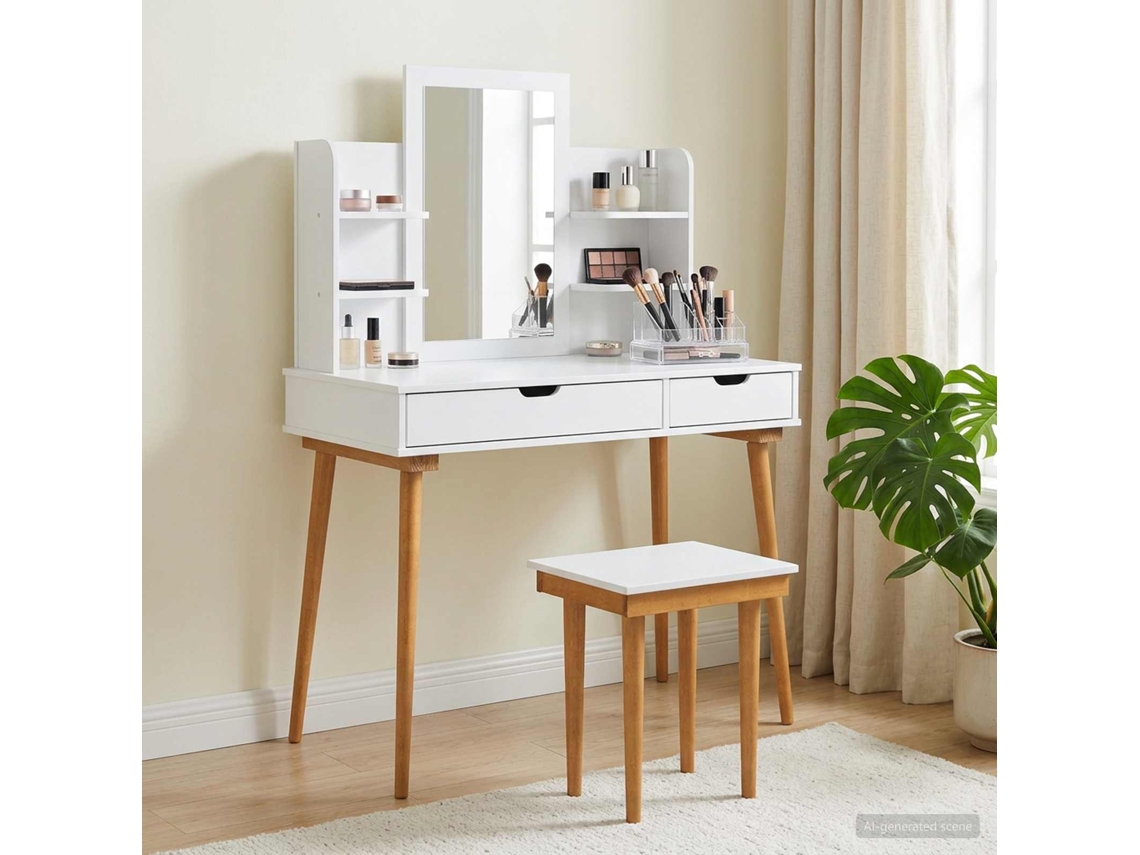 Vidaxl Conjunto De Mesa De Vestir Fauske 5 Unid. Branco