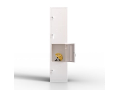 Cacifo Metálico de 4 Portas Armário de Arrumação para Oficina Ou Escritório Armário com Fechadura Branco TWINTHINK