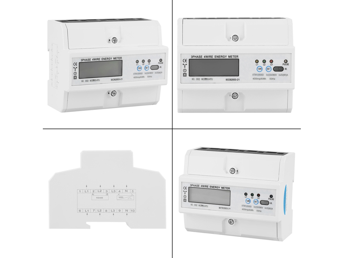 Contador de Energia Trifásico 7p Rail Din 220v/380v 20 a (80)