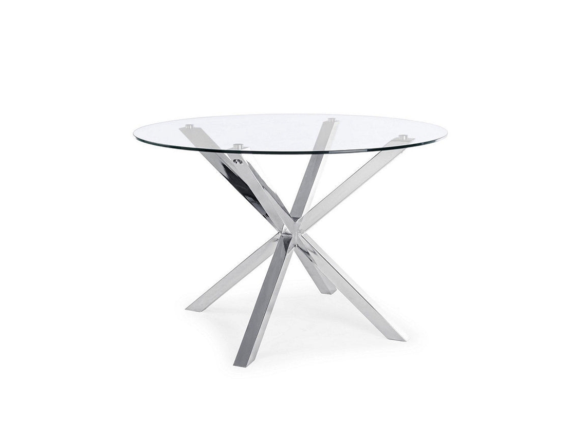 Mesa Redonda em Vidro Temperado Aurora 120Cm. Sala de Jantar Ou Cozinha Cinza SALDOSYSTOCKS