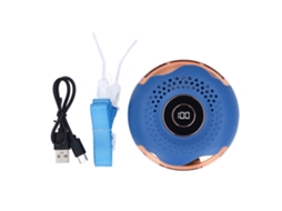 Ventilador portátil sem hélices para o pescoço, com cordão, clipe de cintura, recarregável e visor LED azul.
