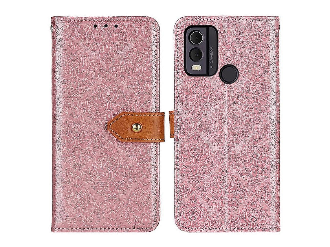 Capa De Couro Flip Com Estampa Floral Europeia Para Nokia C22 4g